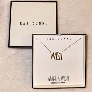 Rae Dunn goldtone sterling WISH necklace